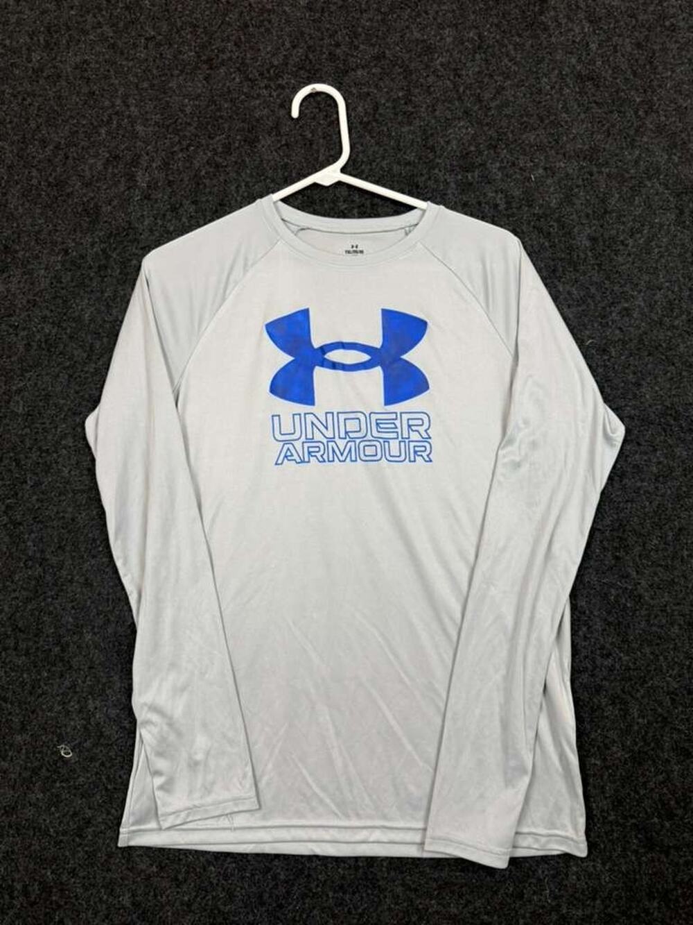 Under Armour HeatGear Logo Long Sleeve Shirt Men's M Gray Blue